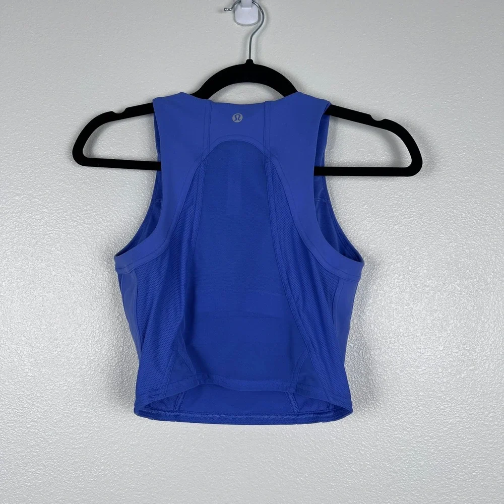 Lululemon Women's Mesh Panelled Training Shelf Tank Top Blue Sz 6